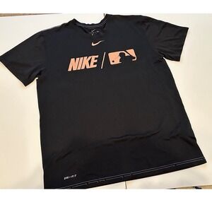 Nike Dri-Fit Baseball Graphic T-Shirt Men Black Gold Athletic Tee